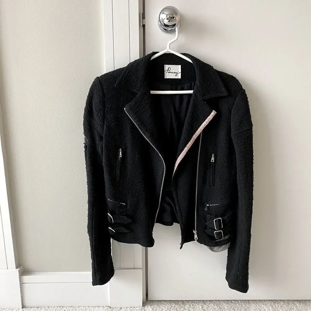 Pencey Black Blazer- Mesh Chain Detailing